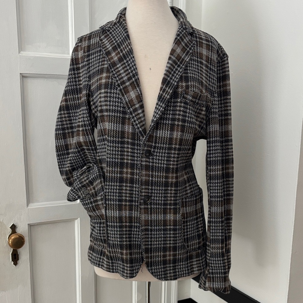 Italian Knit Plaid Sport Jacket